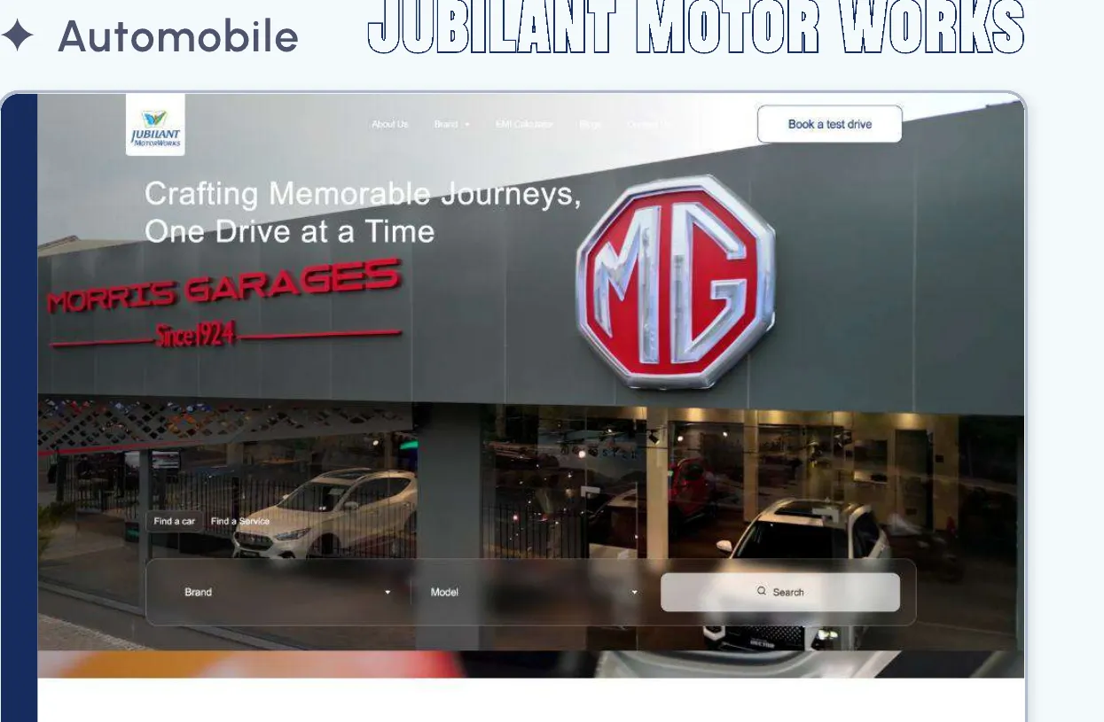 Jubilant MotorWorks The showroom website we built for a luxury dealership