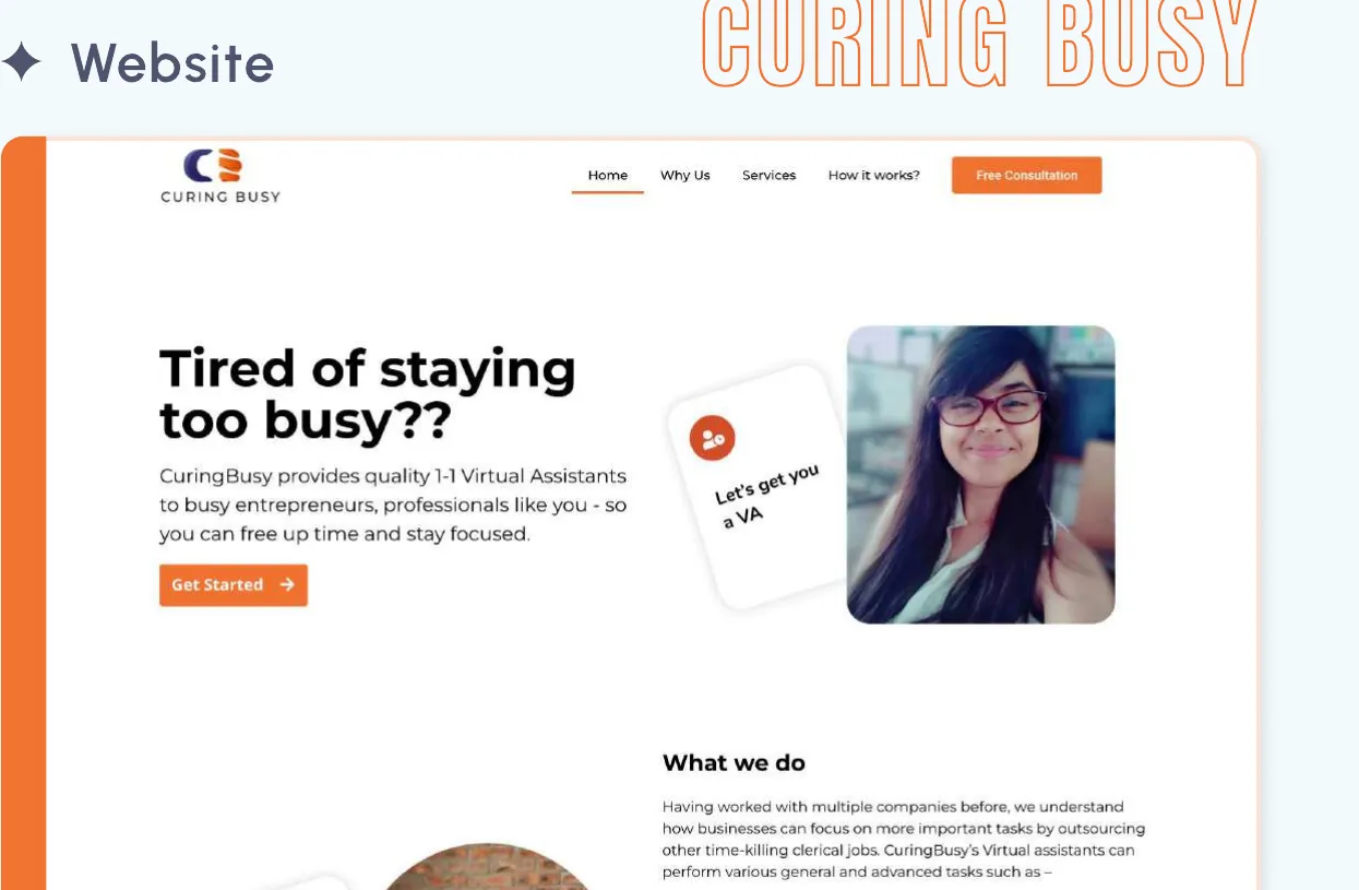 CuringBusy The marketing site we built for a VA service