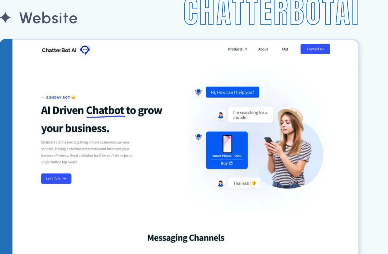 ChatterBot AI The marketing site we built for a chatbot platform