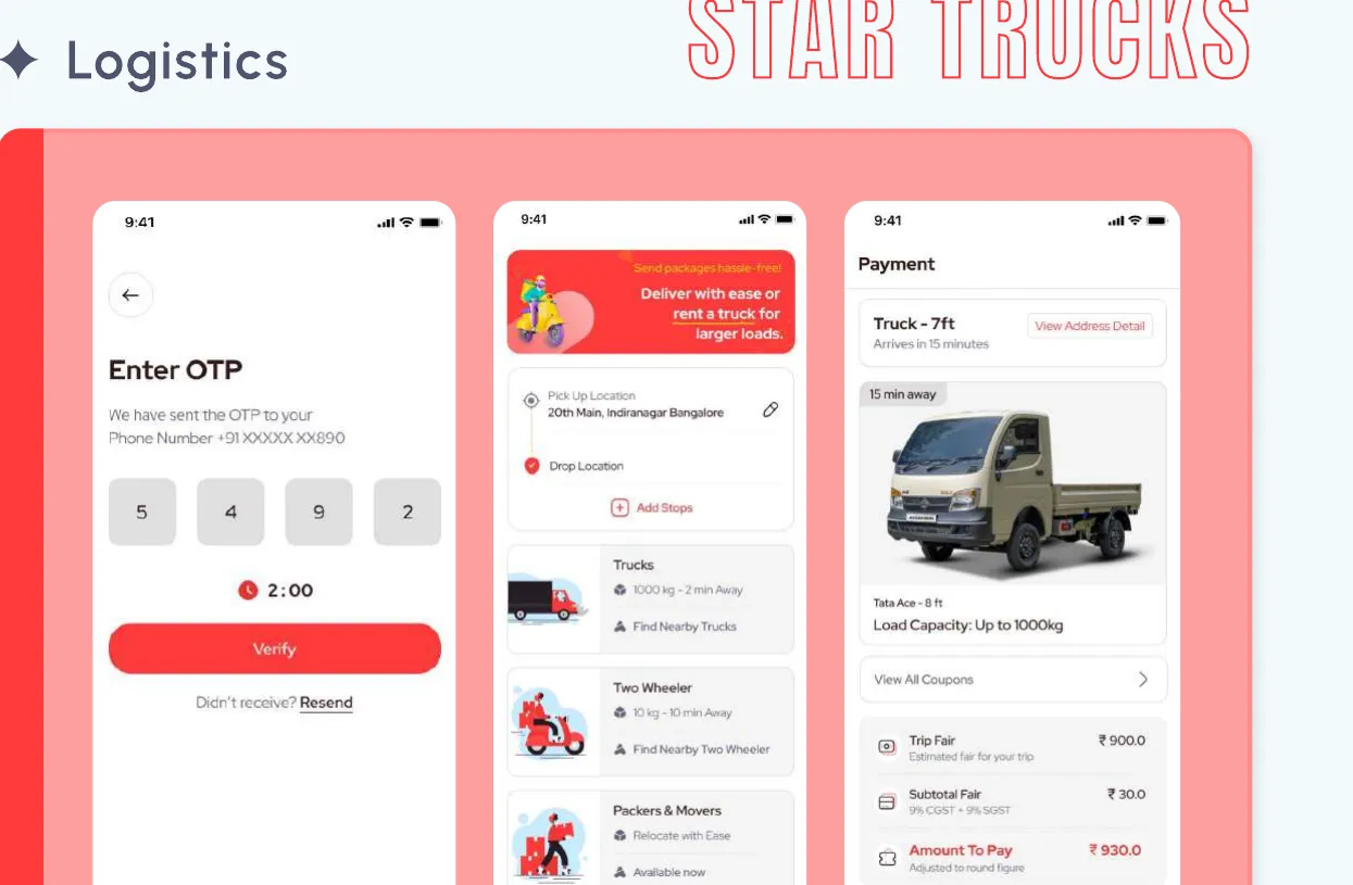 Star Trucks Truck rental and freight app we built