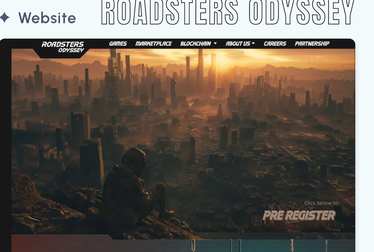 Roadsters Odyssey The promo site we built for a combat racing game