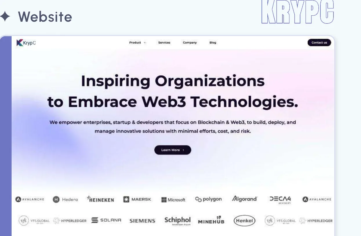 KrypC The brand and product UI direction we designed